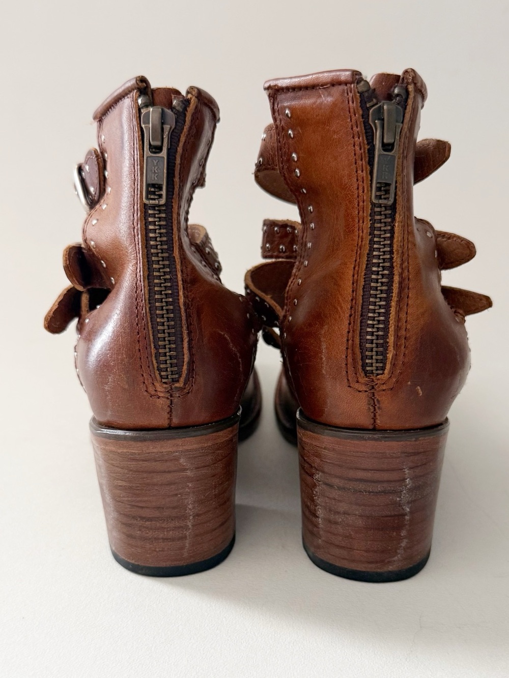 Freebird Felicity Boot 8 Cognac Brown Strap Buckle Western Bohemian Cowgirl Chic - Picture 10 of 14
